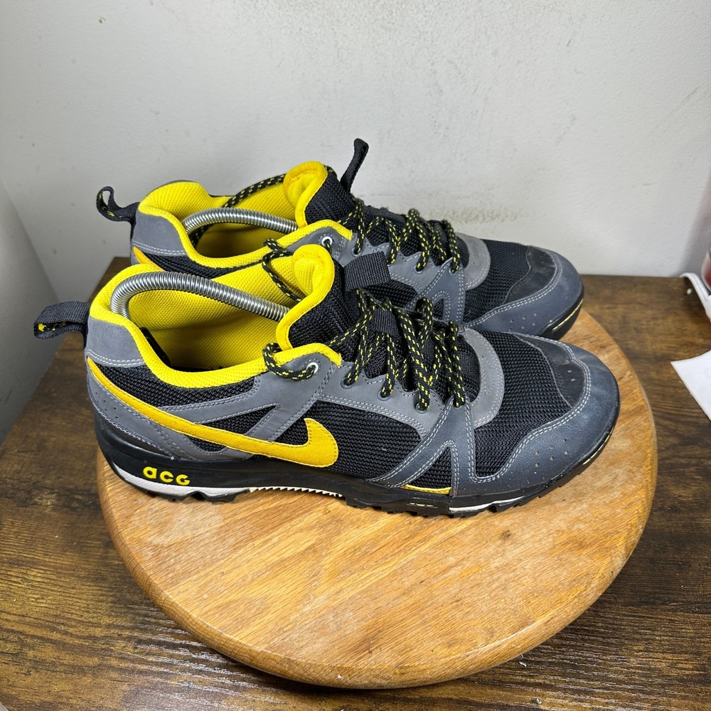 Nike Rongbuk ACG Low Black Yellow Grey Hiking Shoes 348212-021 Mens 12